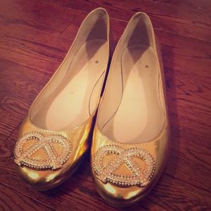 Gold Kate Spade Pretzel Flats (size 7.5)